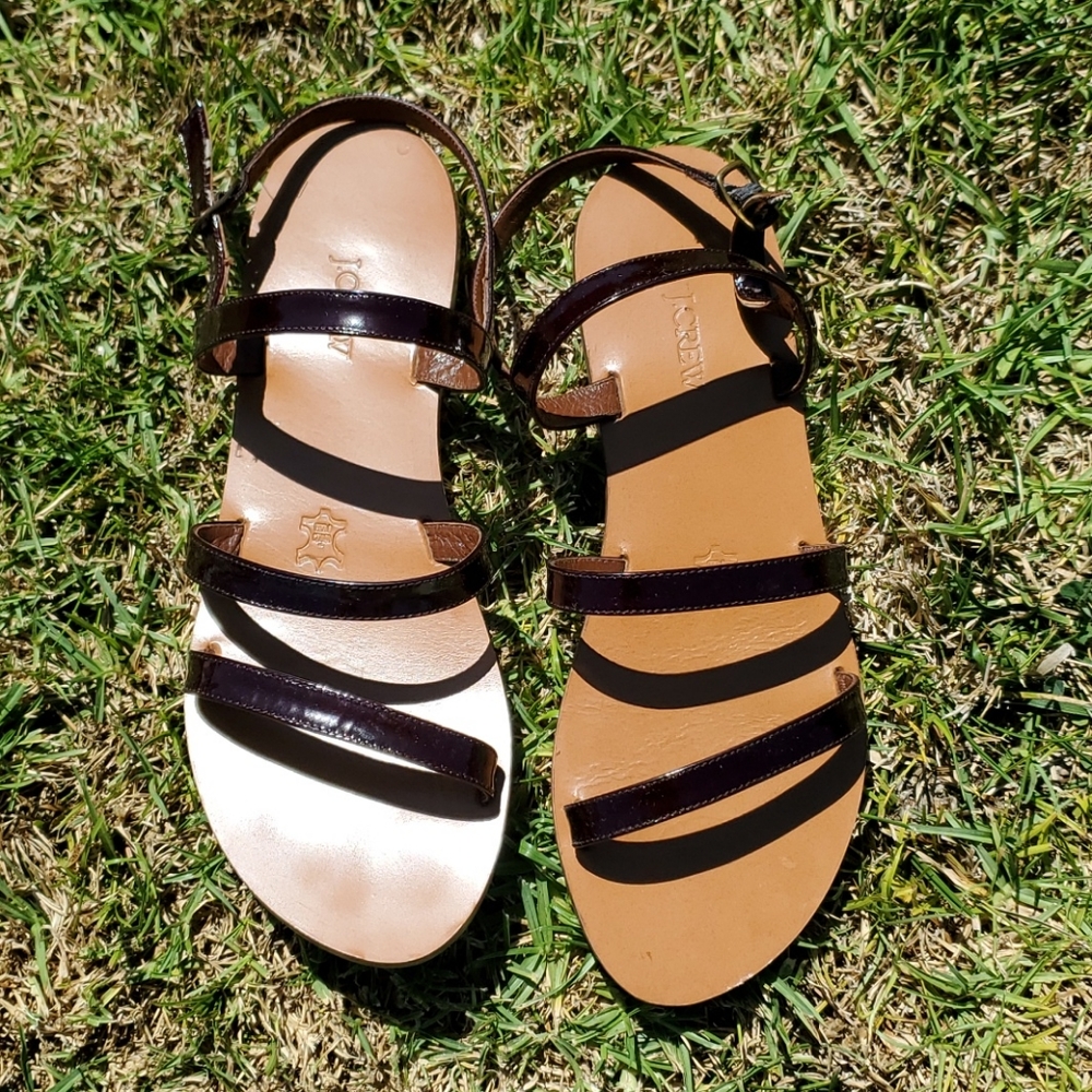 J. Crew Brown Patent Leather Sandals, size 8